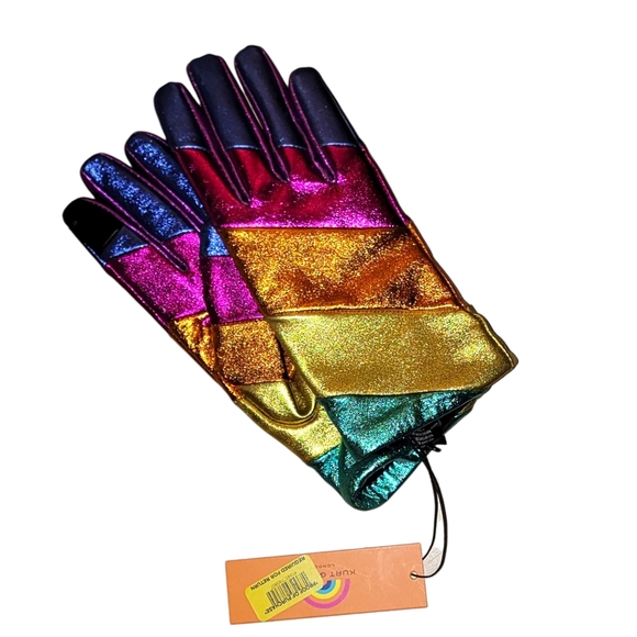 Kurt Geiger London Pieced Rainbow Leather Glove - Picture 3 of 8